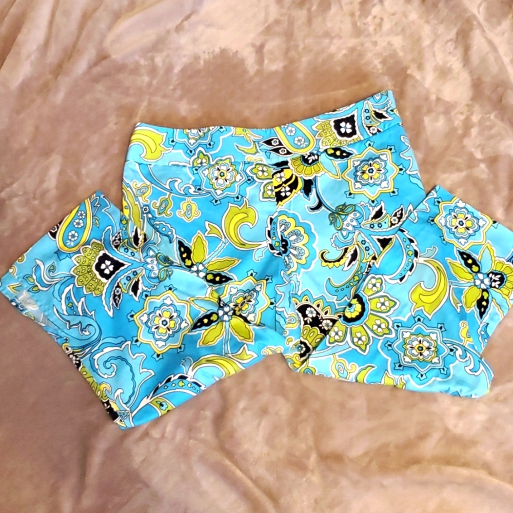 Grace Elements Turquoise Paisley design Cropped Pants